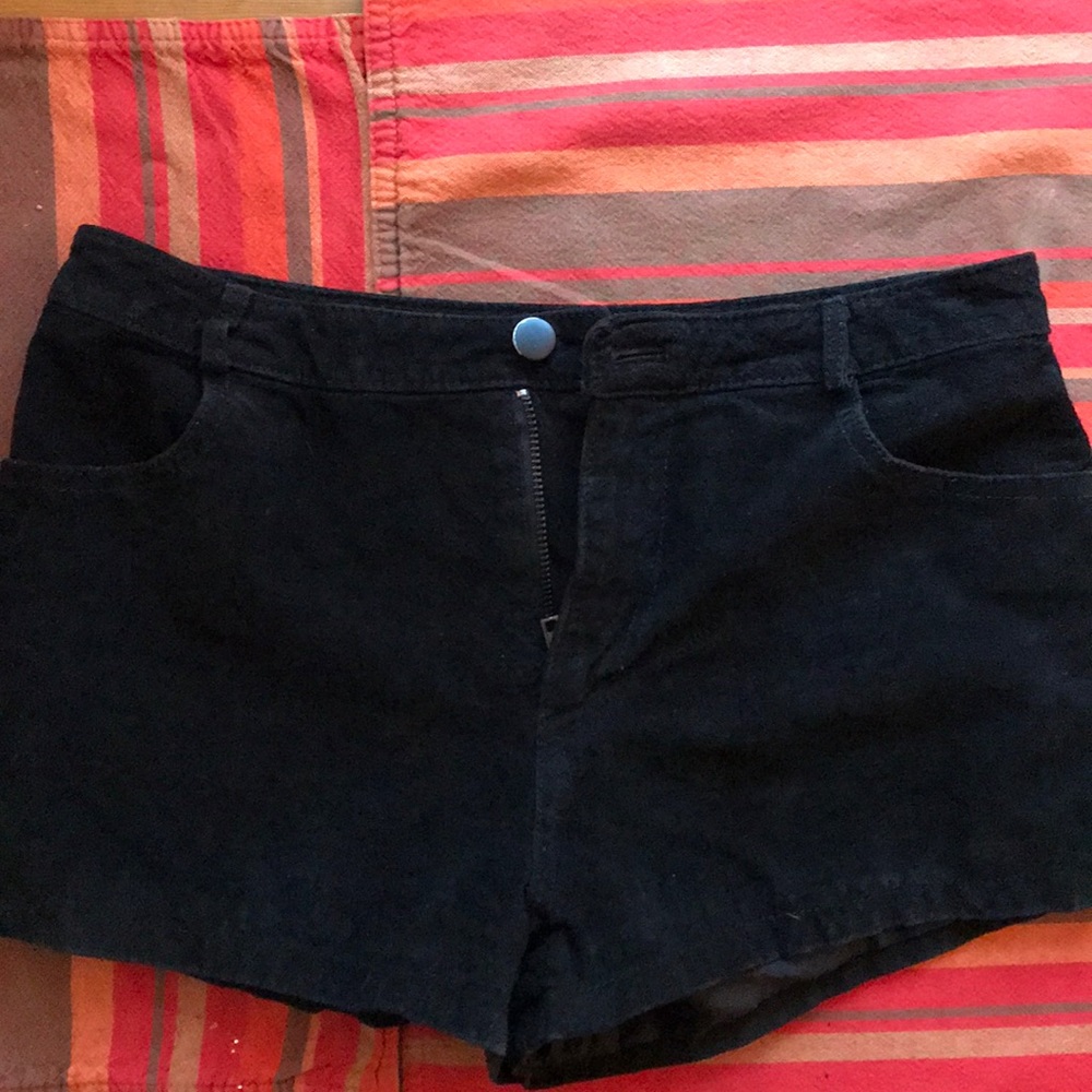 Black faux suede shorts